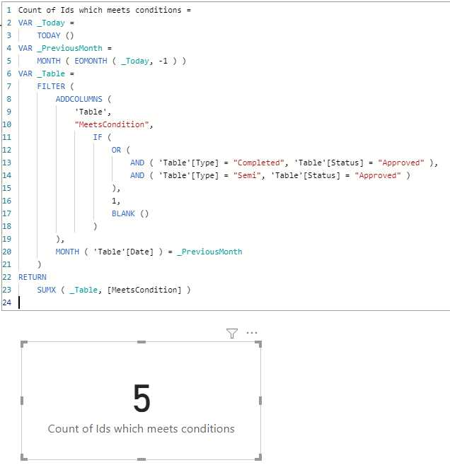 Solved: PREVIOUS MONTH TOTAL WITH FILTER CONDITION - Microsoft Fabric ...
