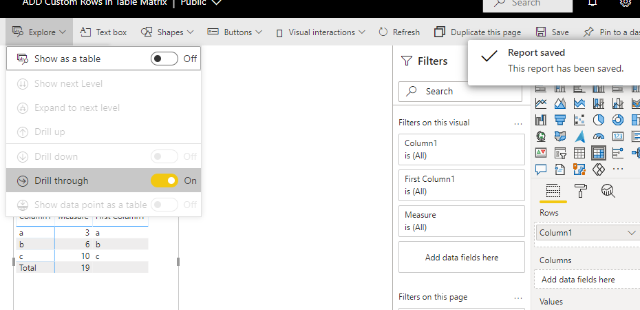 Left Button Drill Through Not working After Publis... - Microsoft ...