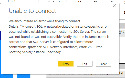 Solved: error estabilishing a connection to SQL Server - Microsoft ...