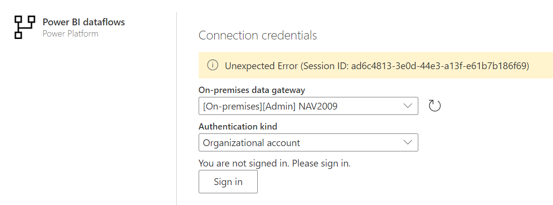 Data Flow Linked Entity "Unexpected Error" - Microsoft Fabric Community