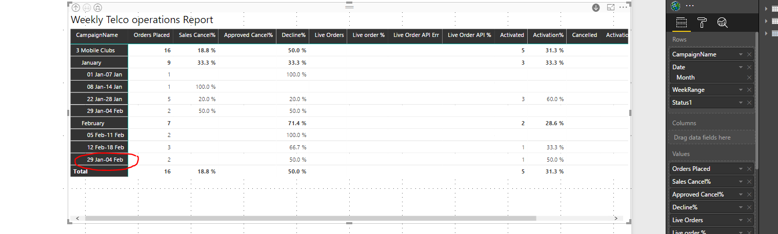 Week range column not in order on Matrix Visual - Microsoft Fabric ...