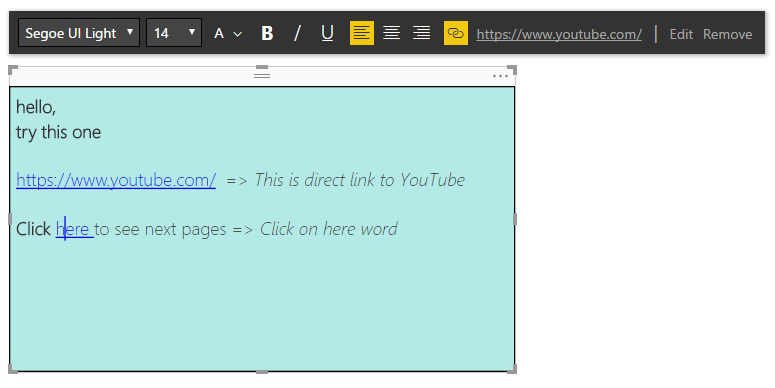 On Power BI Desktop, at the time of giving link to a specific word