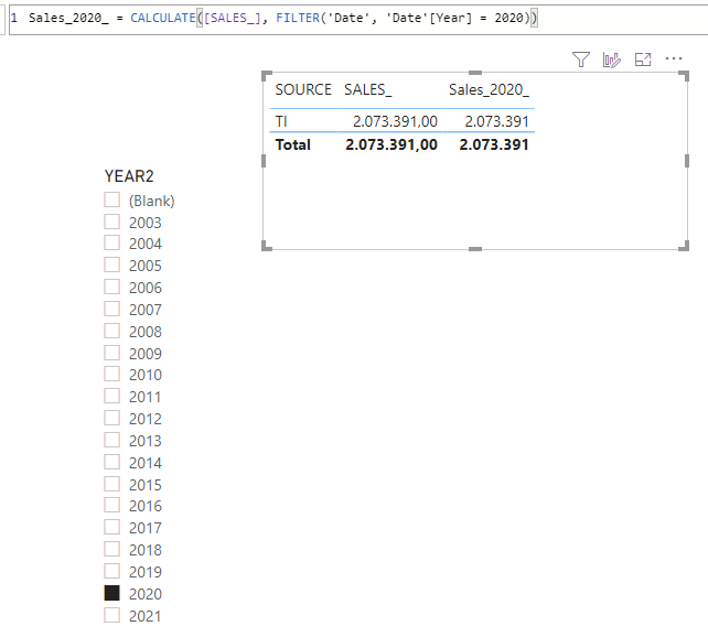 Solved: How to make my expression return sales for year= 2 ...