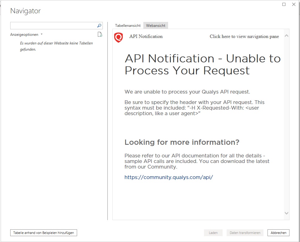 Solved: Error accessing data from Web but works with Postm ...