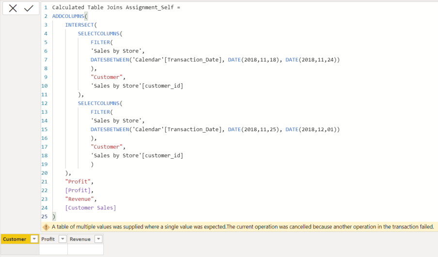 Solved: A table of multiple values was supplied - Microsoft Fabric ...