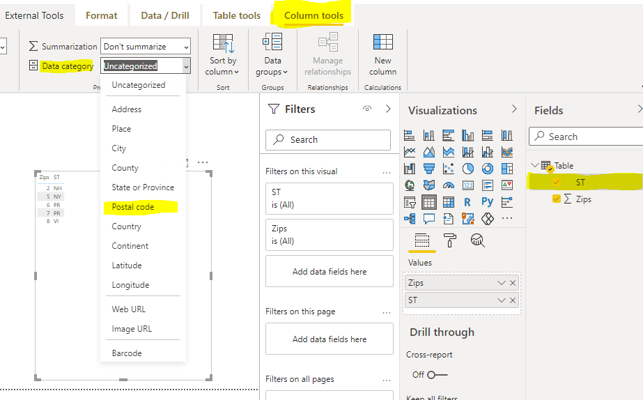 Filled Map not mapping zip code with 0 - Microsoft Fabric Community