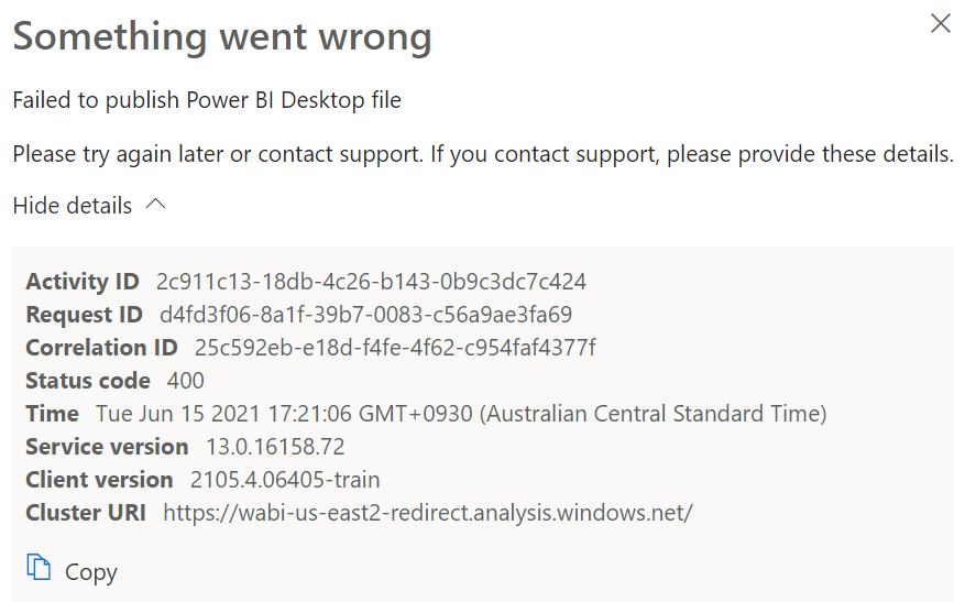 Solved: Reports not able to publish to workspace - Microsoft Fabric ...