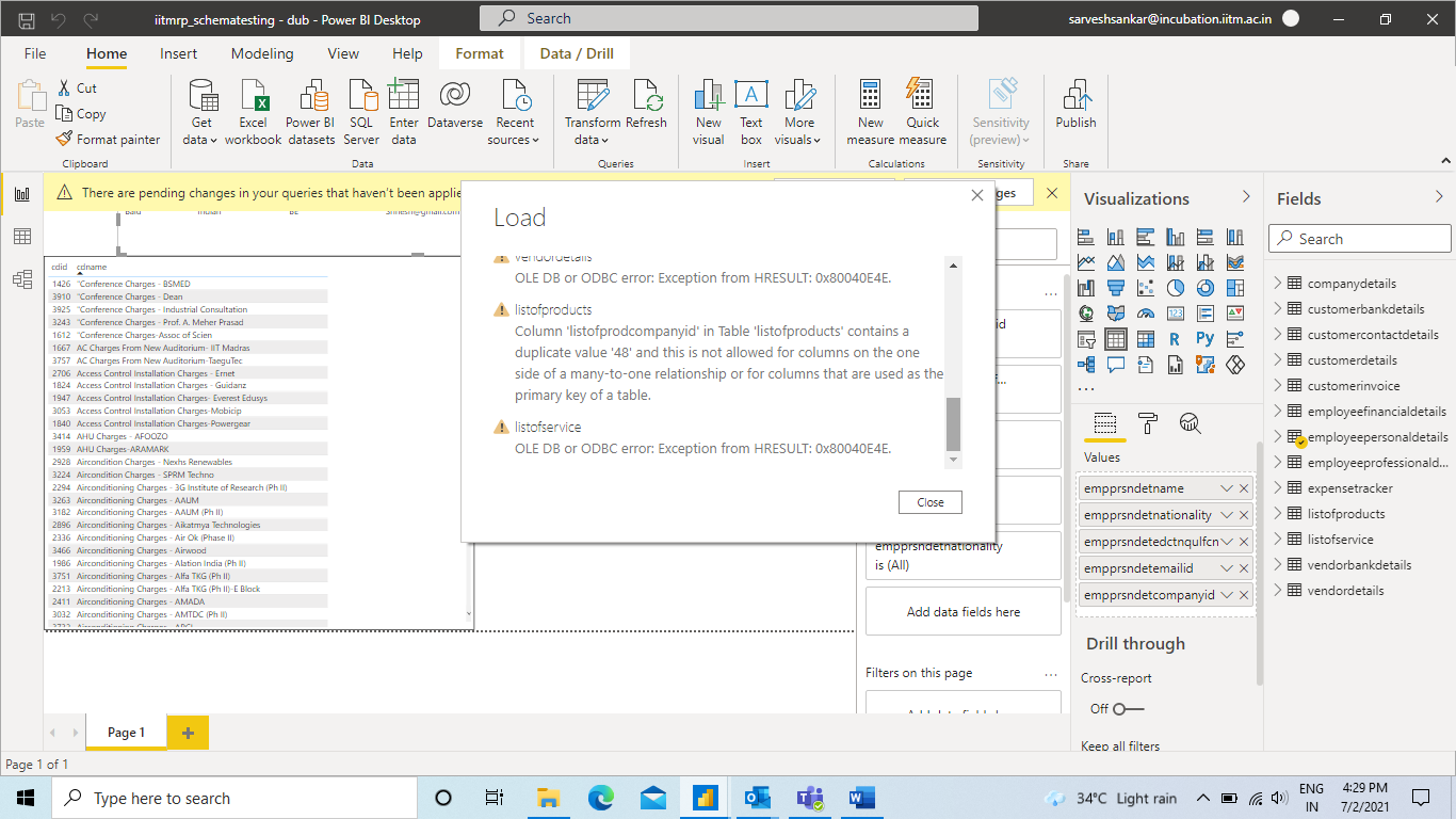 Error while establishing schema connection - Microsoft Fabric Community