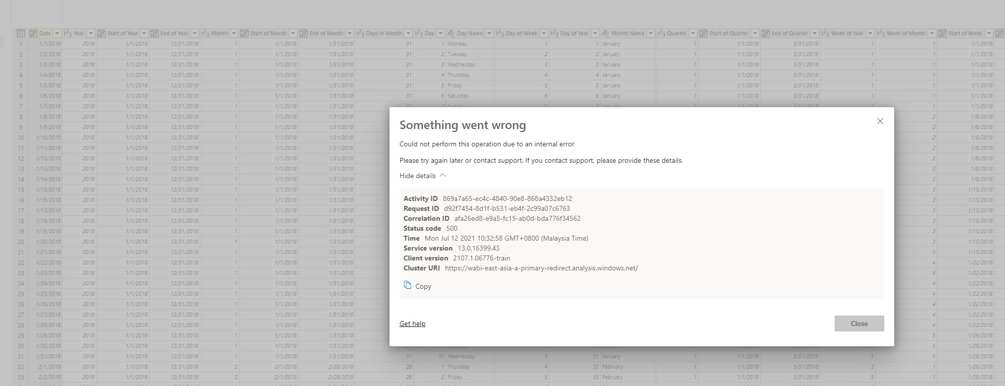 Can't save Dataflow due to internal error - Microsoft Fabric Community