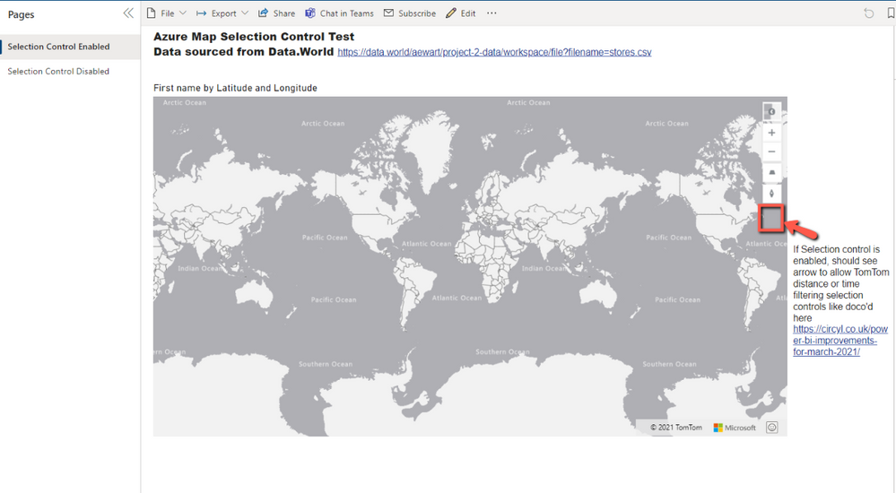 Azure Map Visual with Selection Enabled