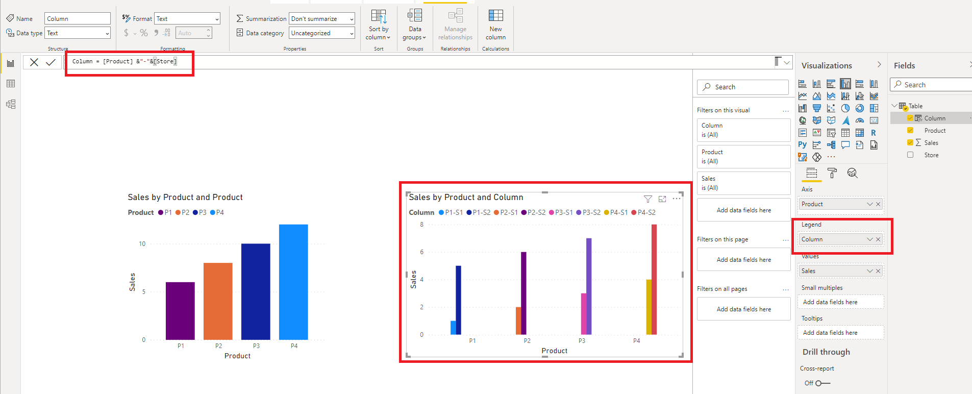 Clustered bar chart, two categories, two measures.... - Microsoft ...