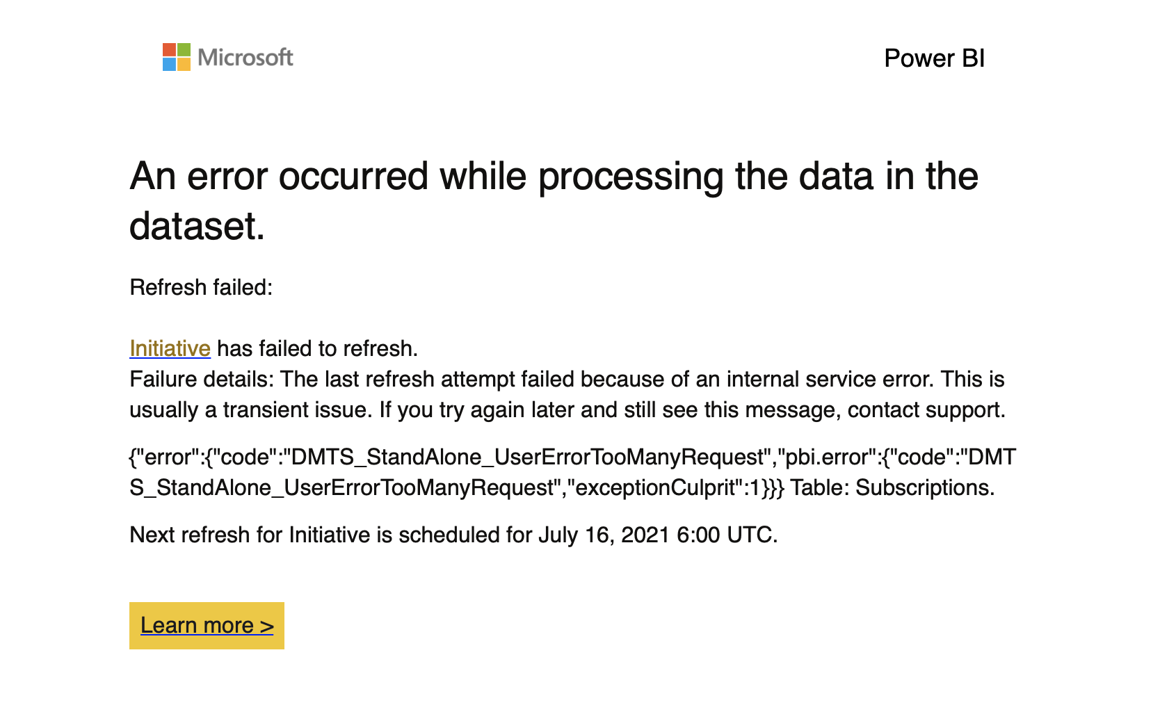 Solved: Scheduled Dataset Refresh Failed - Microsoft Fabric Community