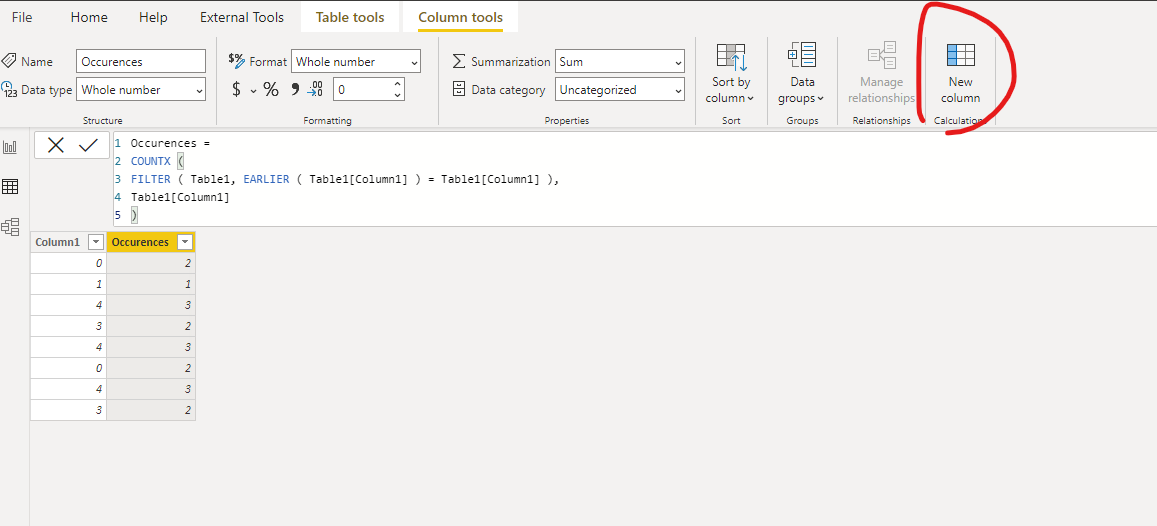 Solved: Counting occurences of a number in an added column - Microsoft ...