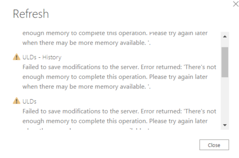 Solved: Refresh Error-There is not enough memory - Microsoft Fabric ...