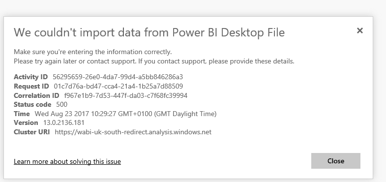 Solved: Unable to upload desktop created pbix file - Microsoft Fabric ...
