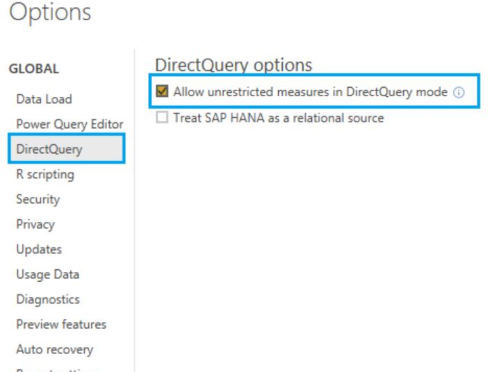 Solved: Options and Settings : Direct Query - Microsoft Fabric Community