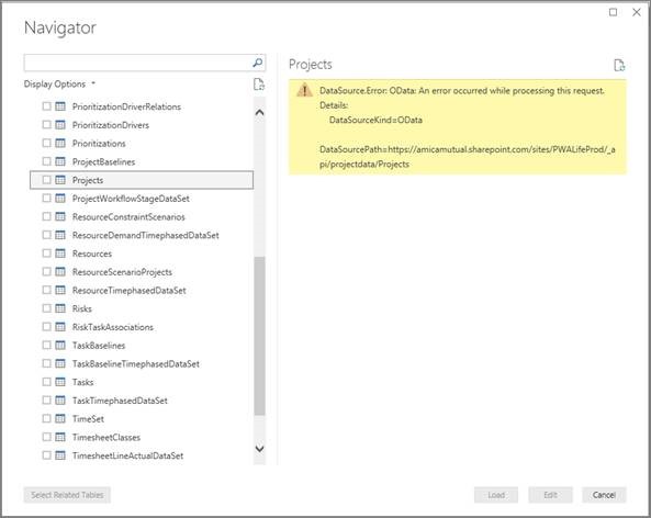 Solved: PWA oData Feed not loading 'Project' table - Microsoft Fabric ...