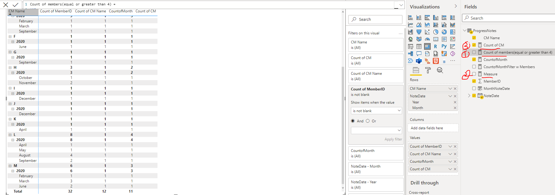 Filter Matrix Table by Sum of Measure by Row - Microsoft Fabric Community