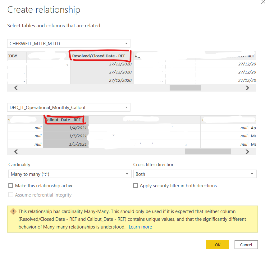 How to build a relationship for these 2 date colum... - Microsoft ...