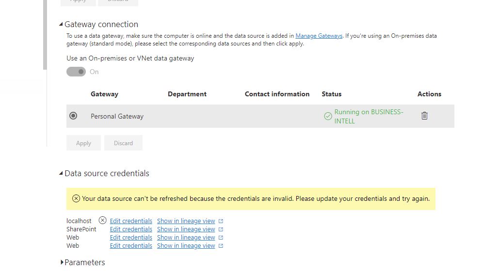 Data source credential are invalid - Microsoft Fabric Community