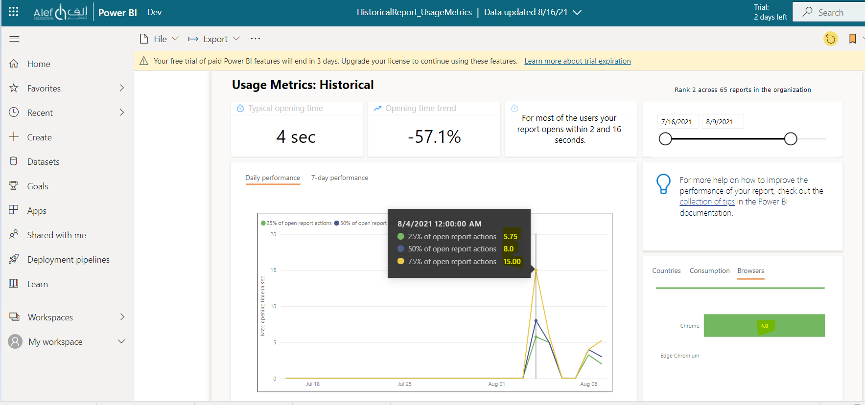 Usage Metrics - Daily Performance - Microsoft Fabric Community