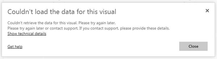 Couldn't load the data for this visual - Microsoft Fabric Community