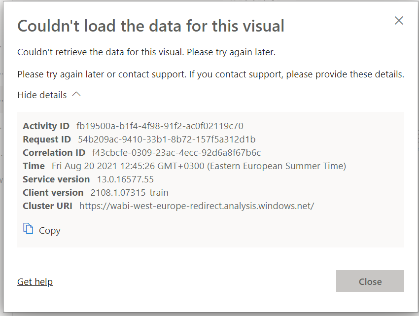 Couldn't load the data for this visual - Microsoft Fabric Community