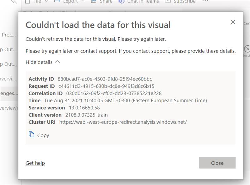 Couldn't load the data for this visual - Microsoft Fabric Community
