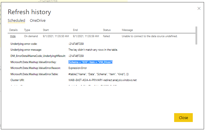 Unable to refresh a dataset - Microsoft Fabric Community