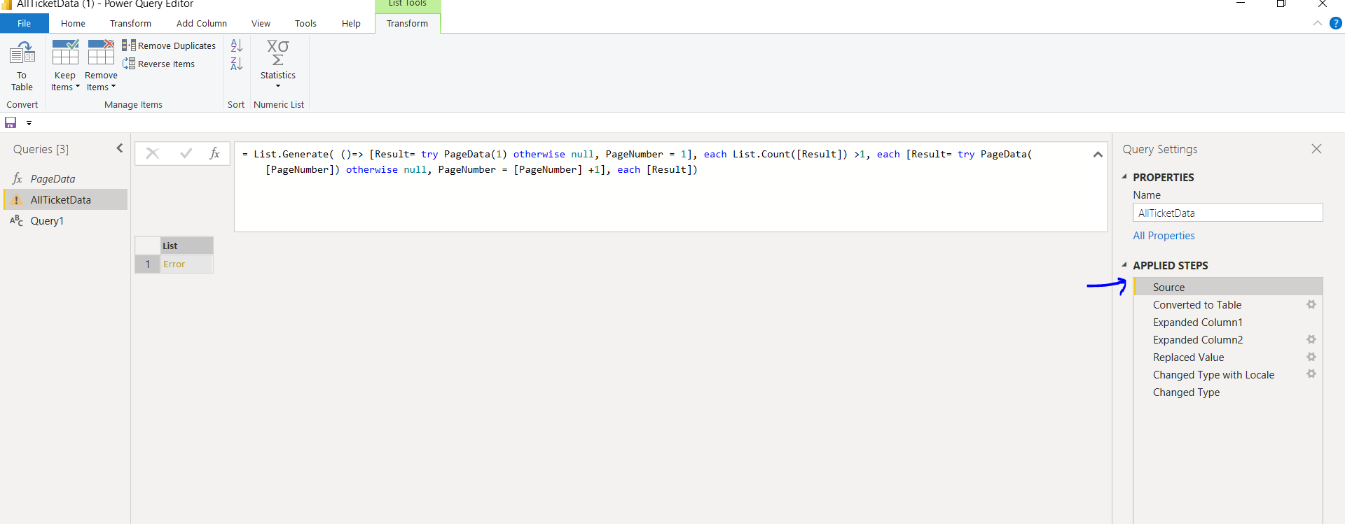 Cannot convert value null to type List - Microsoft Fabric Community