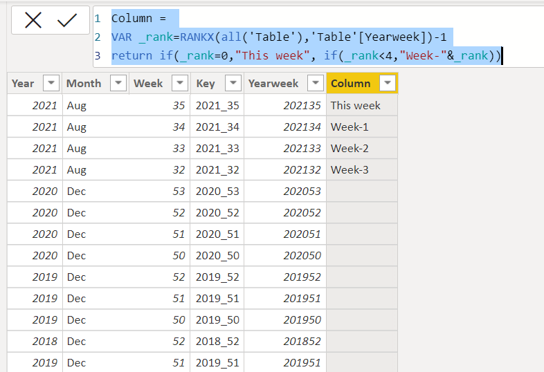 Solved: Tagging latest week in calculated column - Microsoft Fabric ...