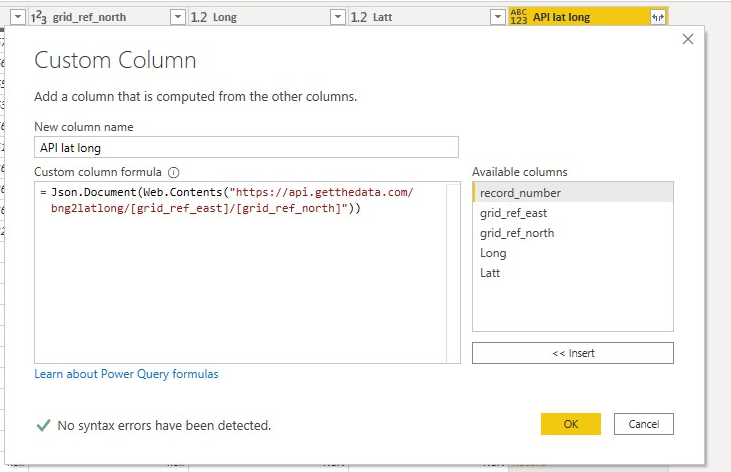 Text change to pick up the data in the column