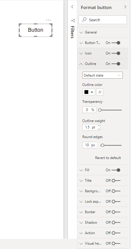 Change in Button formatting - Desktop v Service - Microsoft Fabric ...