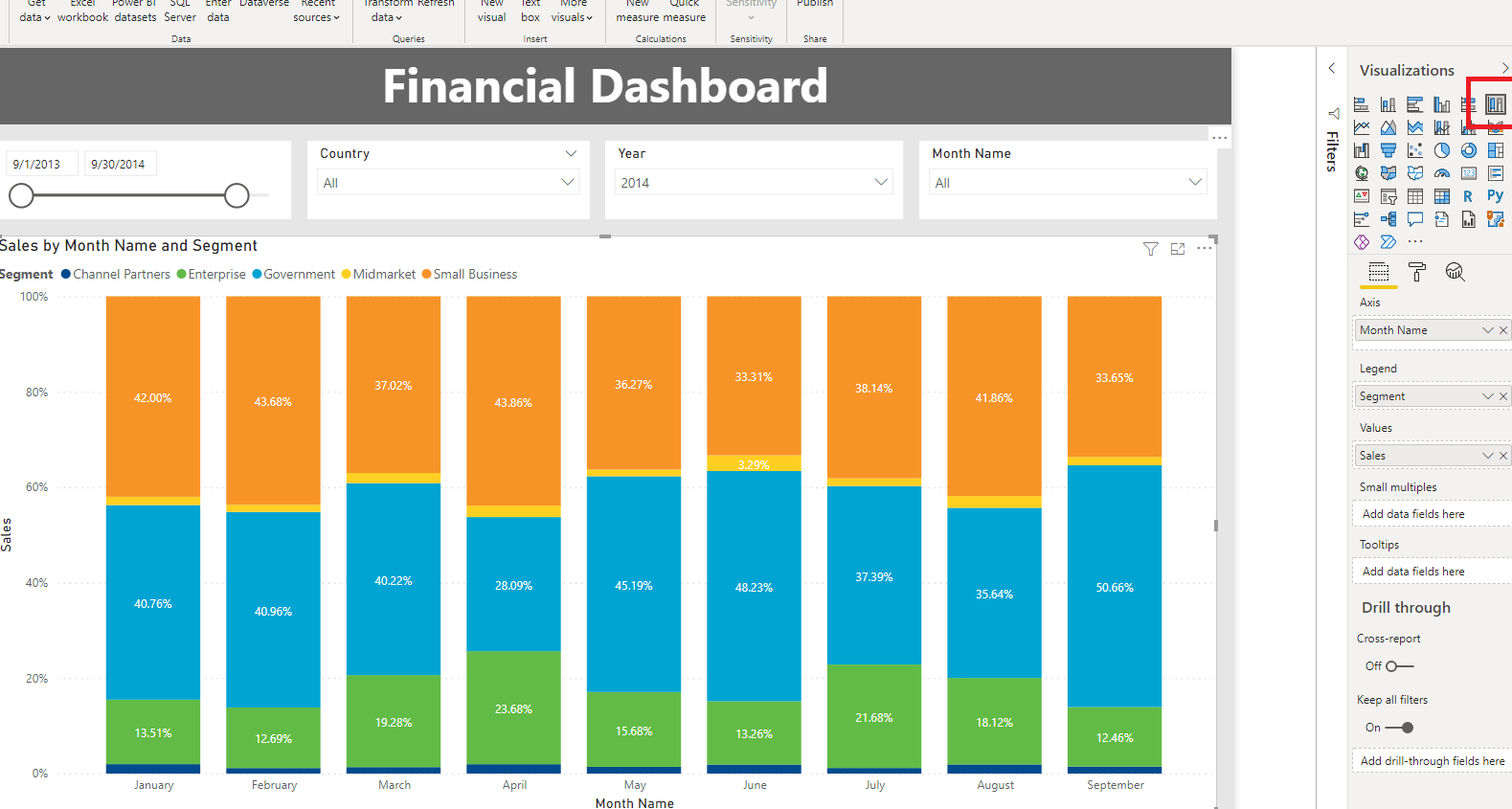 How to change label of a stacked column chart to P... - Microsoft ...