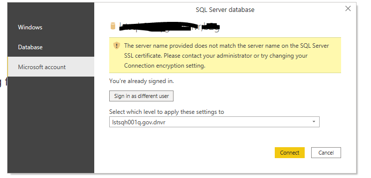 Server Name provided does not match the server nam... - Microsoft Fabric  Community
