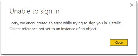 Unable to sign in: object reference not set to an ... - Microsoft ...