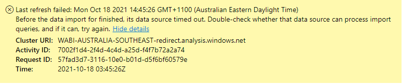 Schedule refresh Failed Error - Microsoft Fabric Community