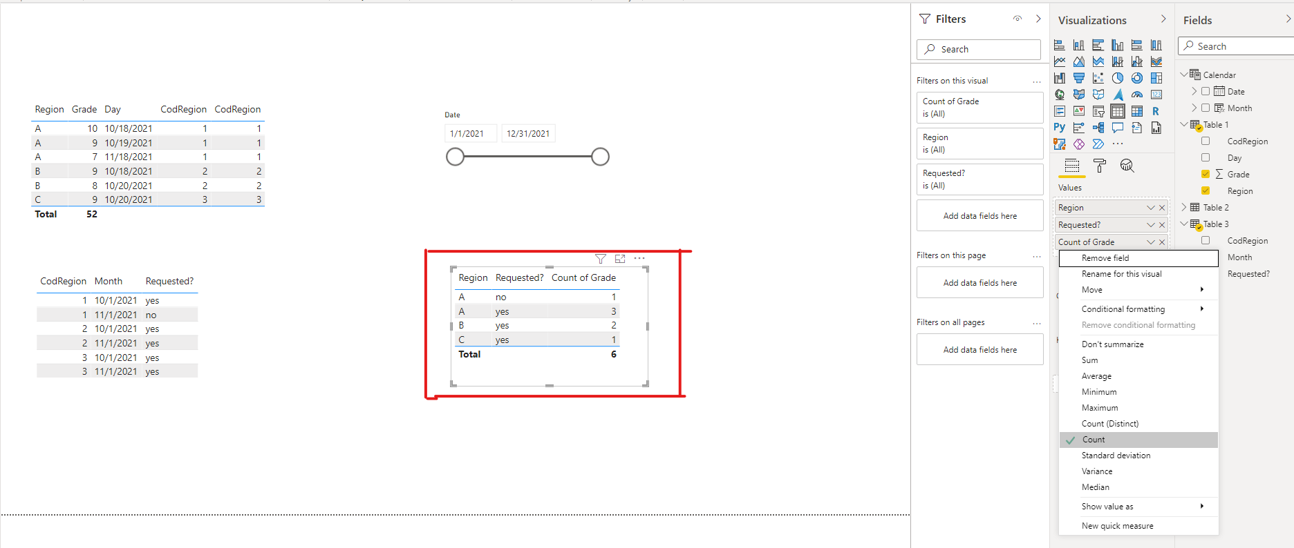 Solved: I need count values in another no related table - Microsoft ...