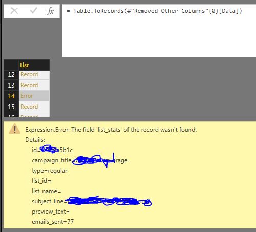 Solved: MailChimp API - Expression Error 'field' of the re ...