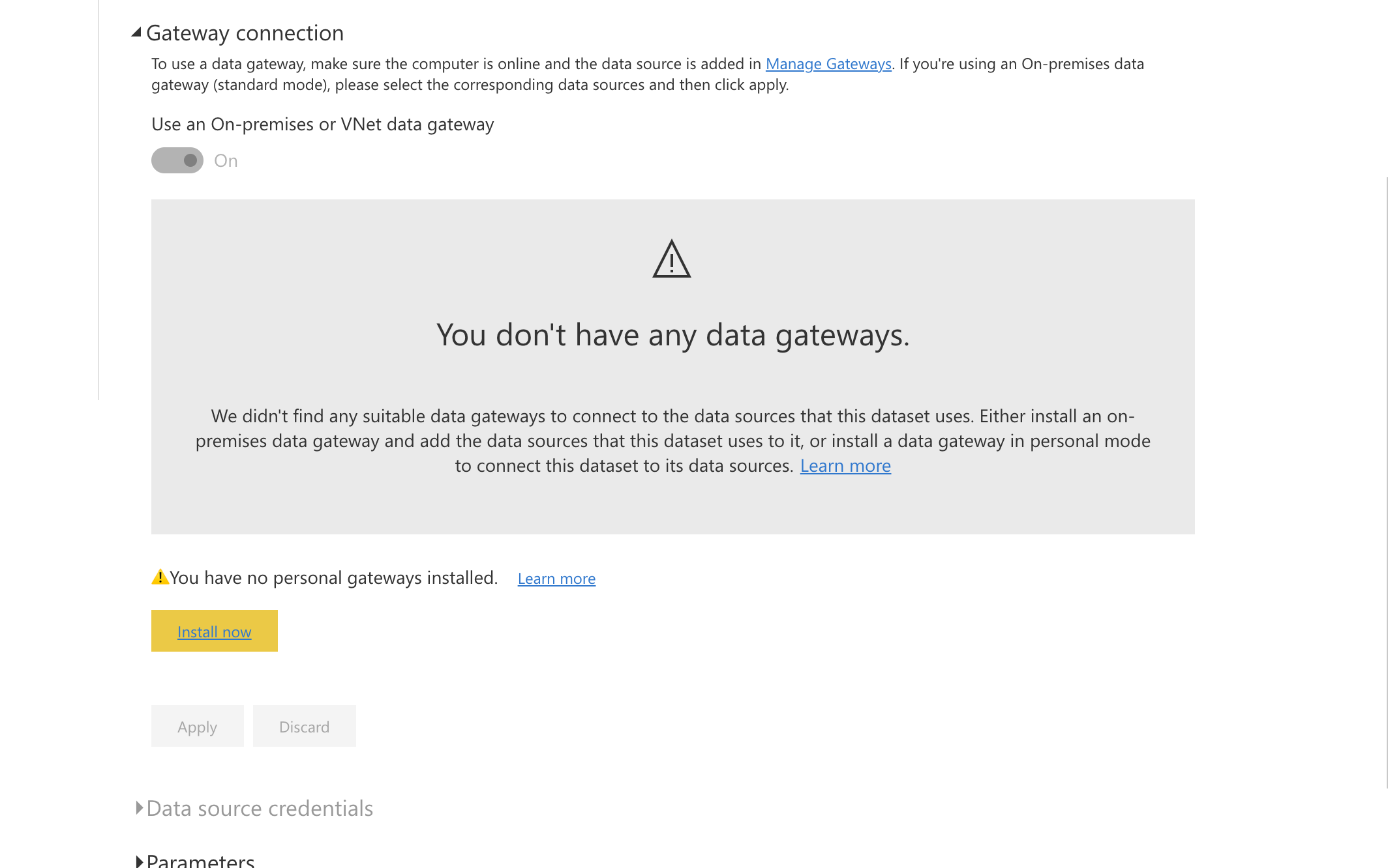 Gateway requested for non premise data - Microsoft Fabric Community