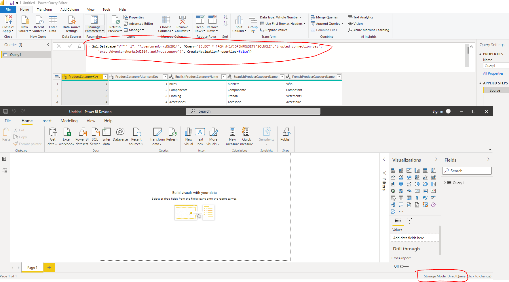 Solved: Can I execute a SP in DirectQuery Mode with or wit ...