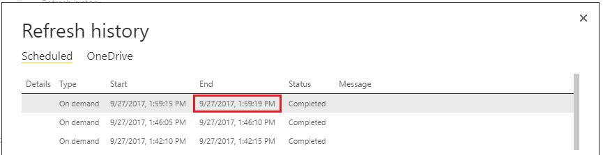 Latest refresh date on scheduled dataset - Microsoft Fabric Community