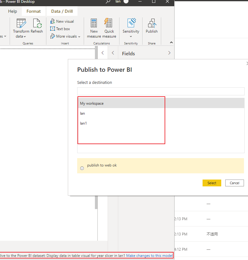 Solved: Unable to publish report outside dataset workspace - Microsoft ...