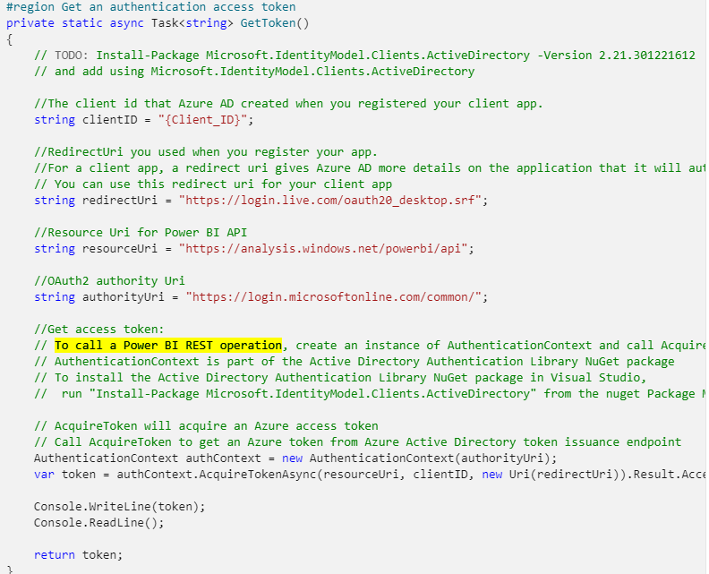 Solved: How to implement getNewUserAccessToken() function ... - Microsoft  Fabric Community