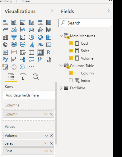 Creating a table with metrics in rows and calc'd i... - Microsoft ...