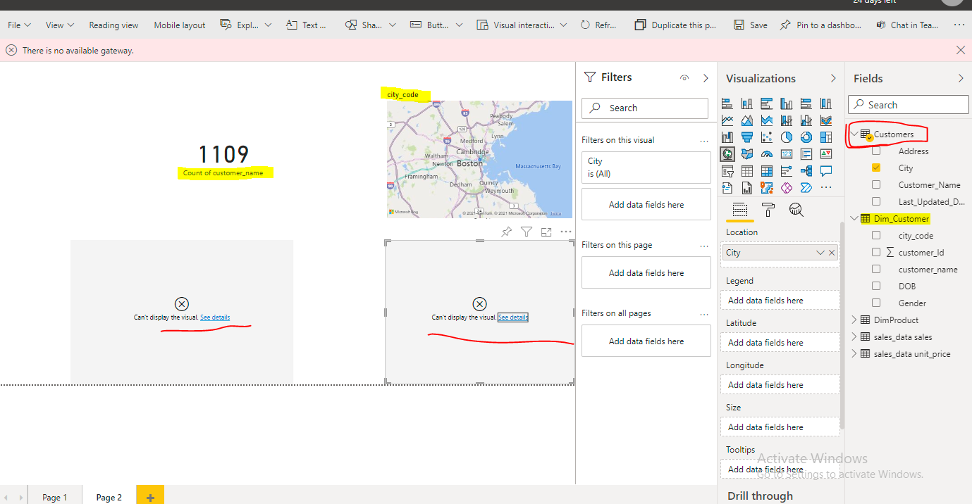error for visual direct query with azure database - Microsoft Fabric ...