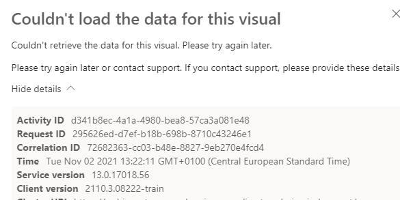 error for visual direct query with azure database - Microsoft Fabric ...