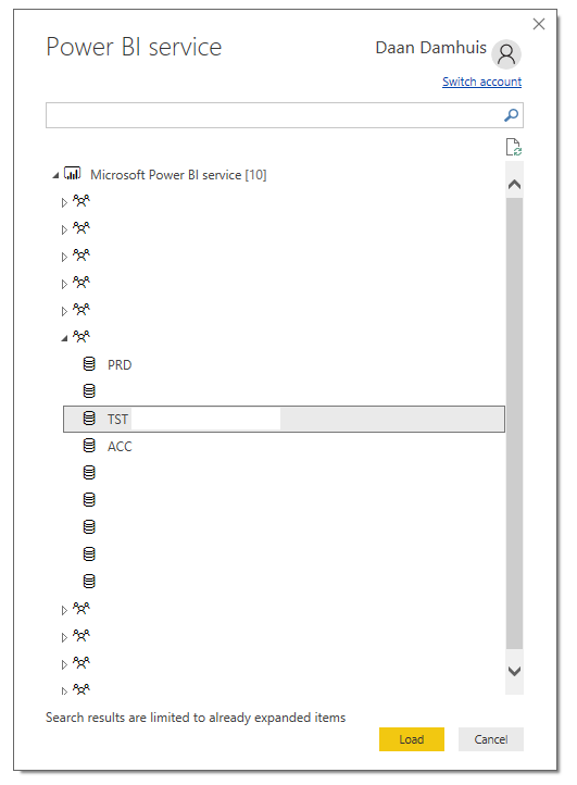 2) Select Data Source - Power BI Service