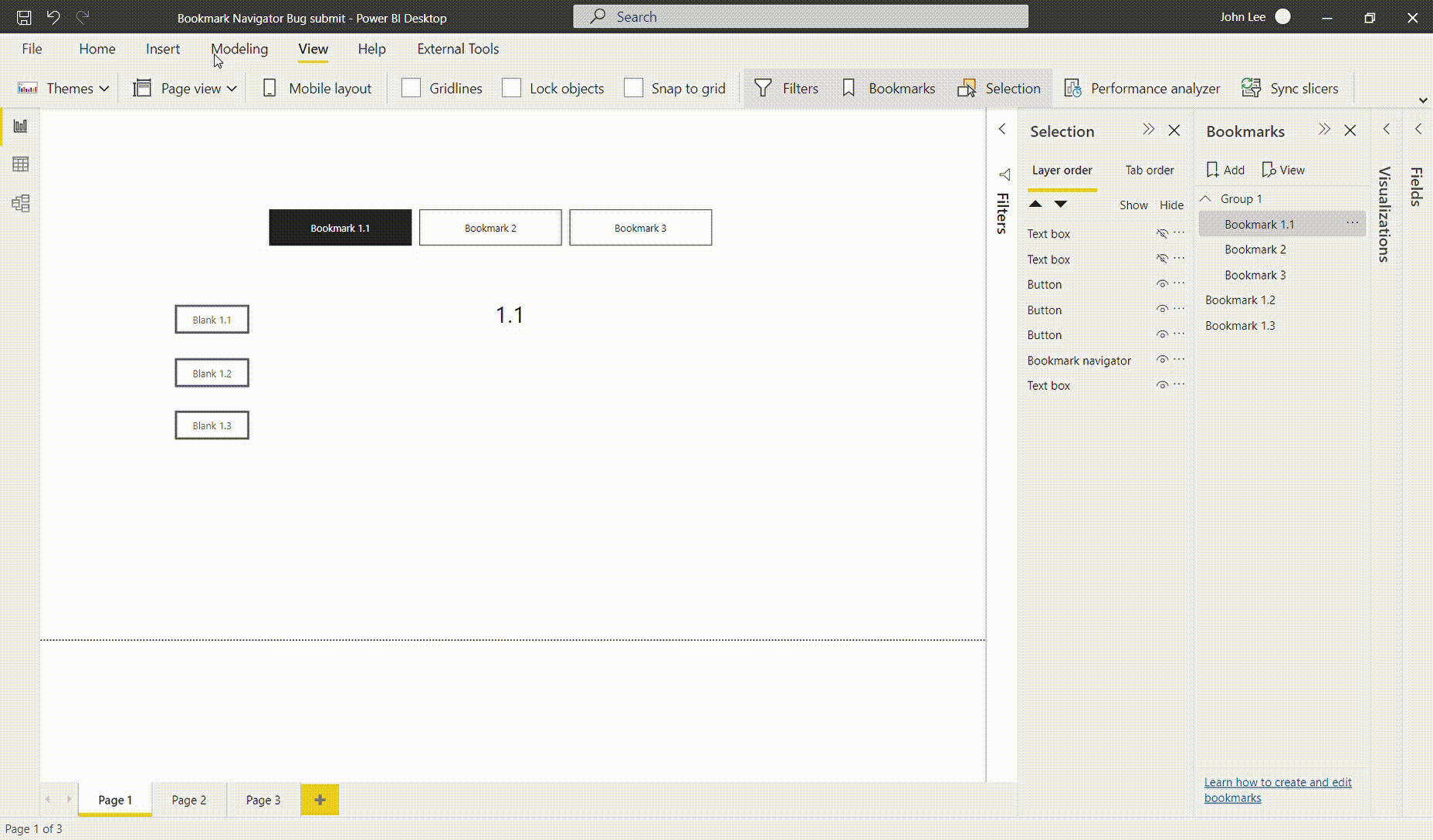Bookmark Navigator Bug - Page 2 - Microsoft Fabric Community