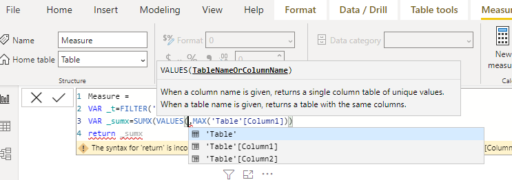 Solved: need help with values() formula - Microsoft Fabric Community